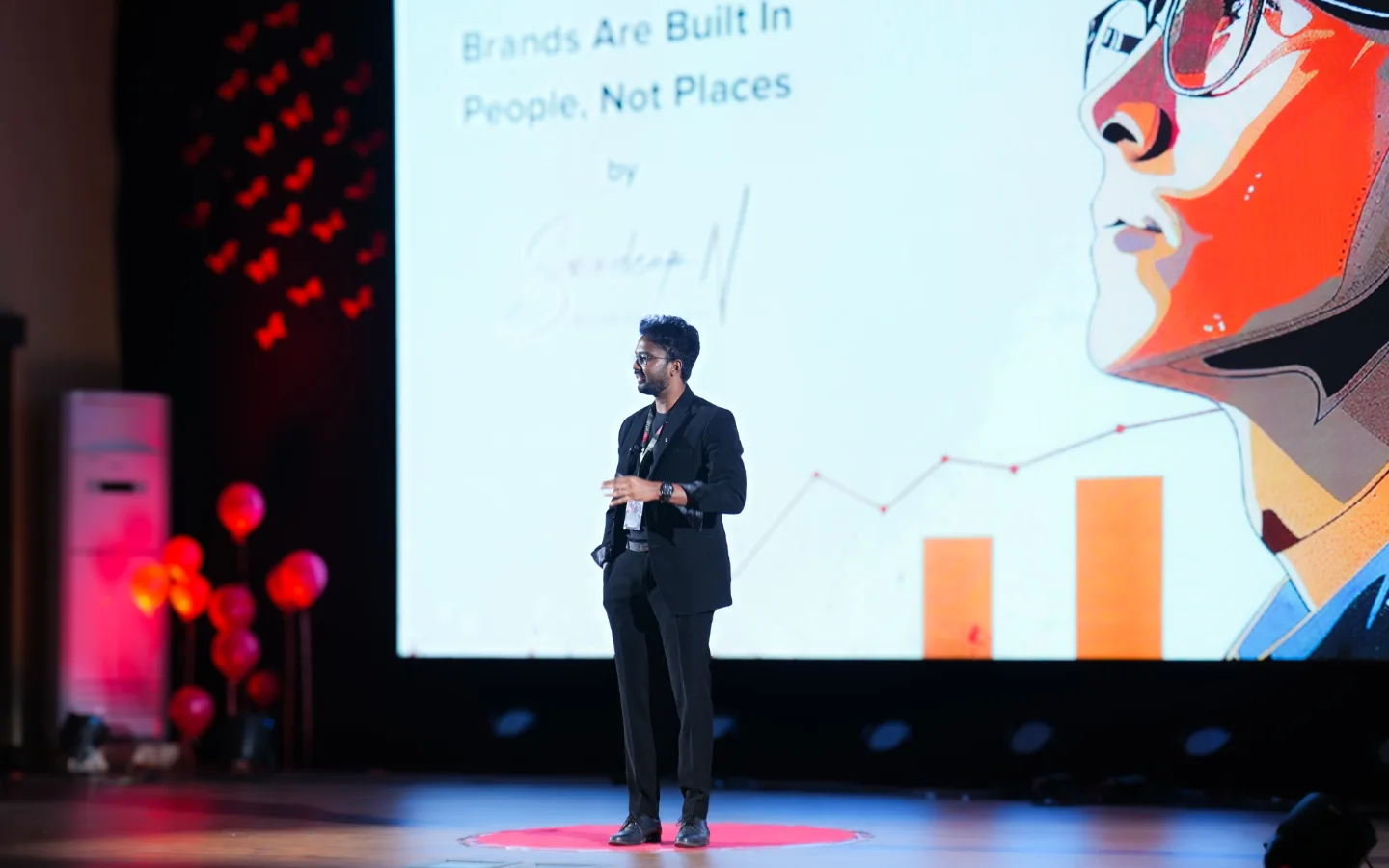 Sandeep speaking at TEDx VIT-AP
